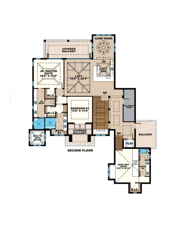 Mediterranean Floor Plan - Upper Floor Plan #27-542
