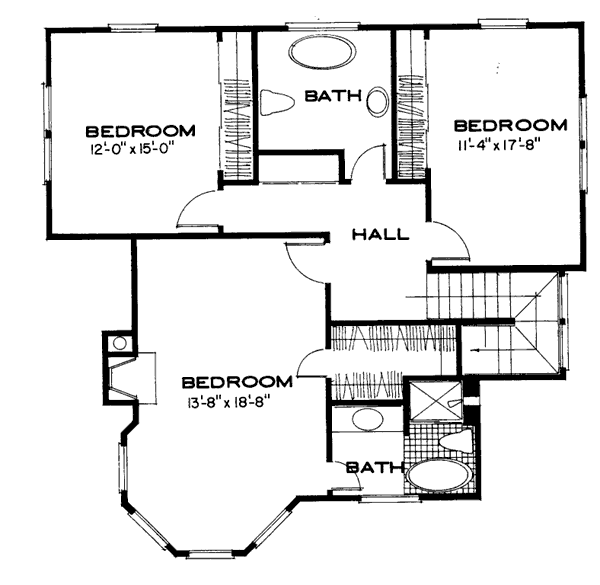 Victorian Floor Plan - Upper Floor Plan #43-105