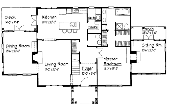 House Design - Colonial Floor Plan - Main Floor Plan #1051-17