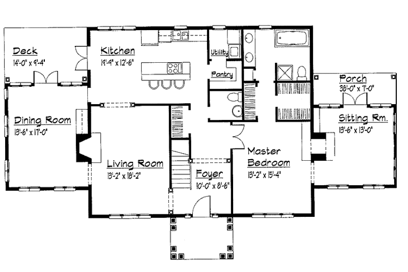 House Blueprint - Floor Plan - Main Floor for Colonial House Plan #1051-17 - 3 bed, 2.5 bath