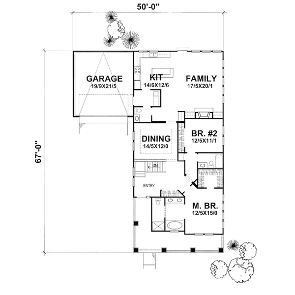Bungalow Floor Plan - Main Floor Plan #50-132