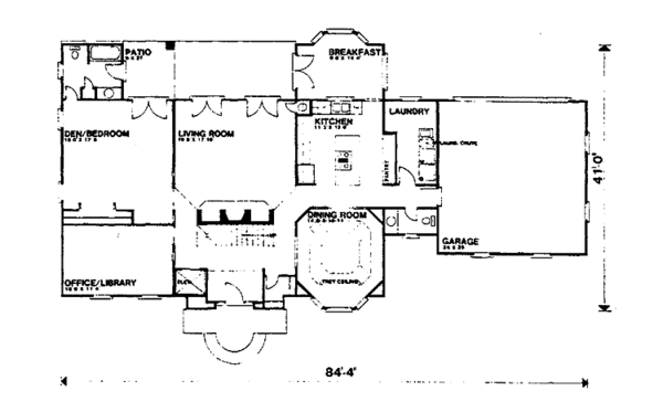 Architectural House Design - Colonial Floor Plan - Main Floor Plan #30-260