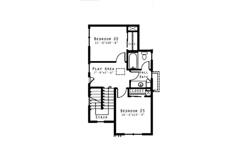 Architectural House Design - Floor Plan - Upper Floor for Craftsman House Plan #895-71 - 4 bed, 3 bath