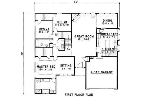 Floor Plan - Main Floor for Traditional House Plan #67-680 - 4 bed, 3 bath