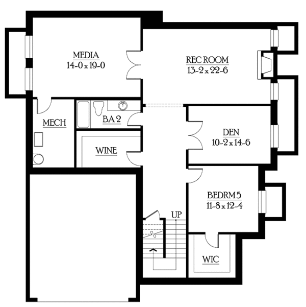 Architectural House Design - Craftsman Floor Plan - Lower Floor Plan #132-417