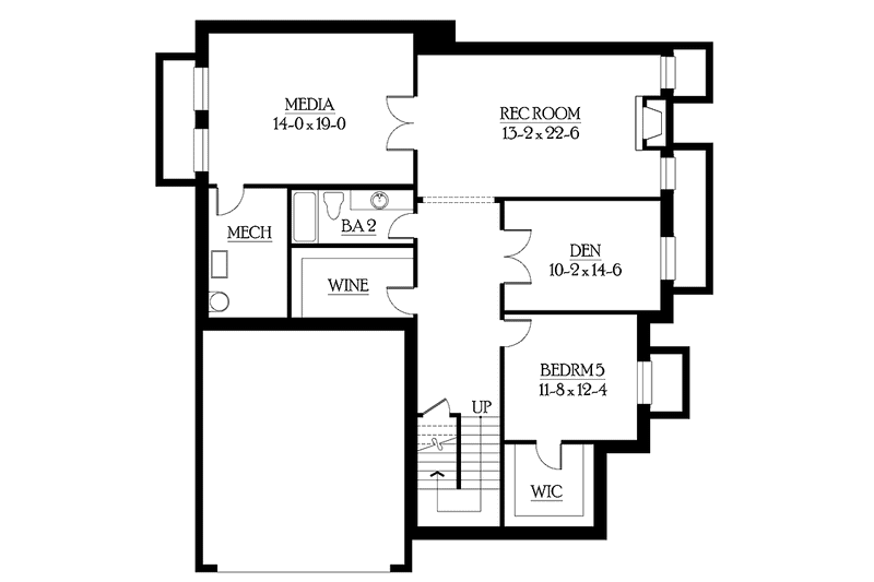 House Blueprint - Floor Plan - Lower Floor for Craftsman House Plan #132-417 - 5 bed, 3.5 bath