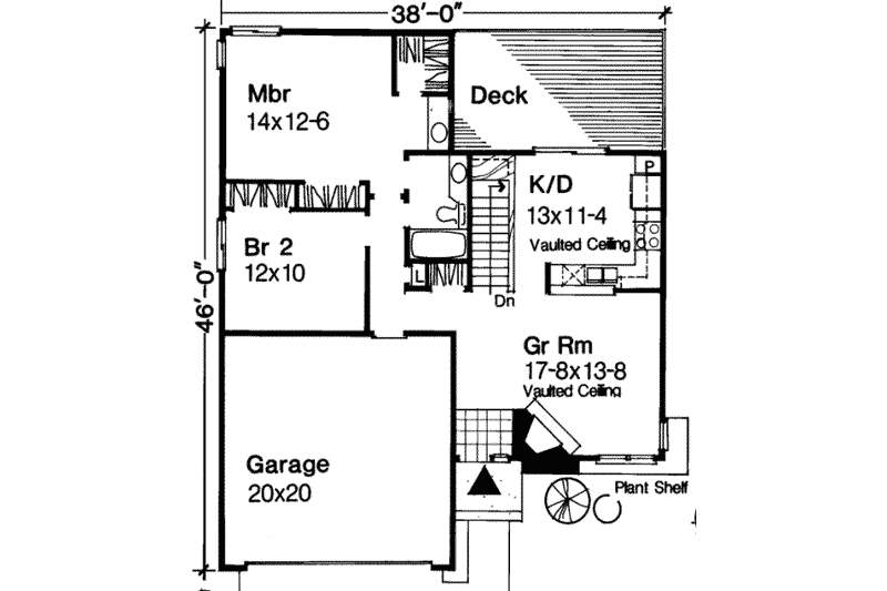 Home Plan - Floor Plan - Main Floor for Ranch House Plan #320-104 - 2 bed, 1 bath