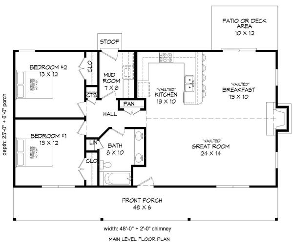 Home Plan - Cabin Floor Plan - Main Floor Plan #932-8