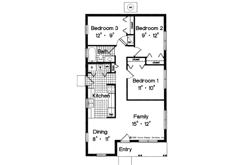 Home Plan - Floor Plan - Main Floor for Prairie House Plan #417-580 - 3 bed, 1 bath