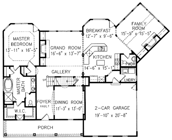 Architectural House Design - Country Floor Plan - Main Floor Plan #54-210
