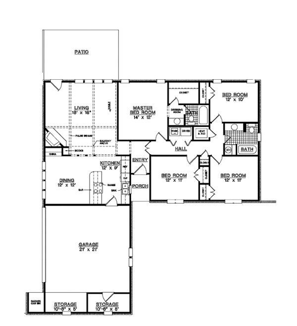 House Design - Ranch Floor Plan - Main Floor Plan #45-439