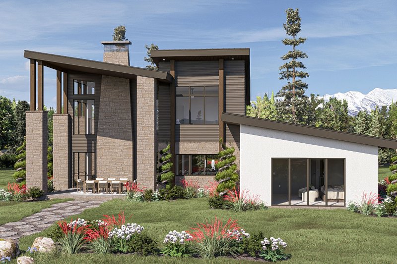 House Blueprint - Exterior - Rear Elevation for Modern House Plan #455-356 - 3 bed, 2.5 bath