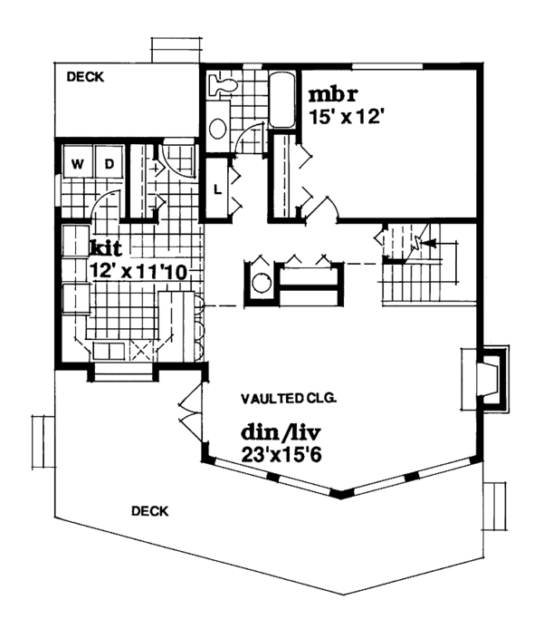 Dream House Plan - Cabin Floor Plan - Main Floor Plan #47-881
