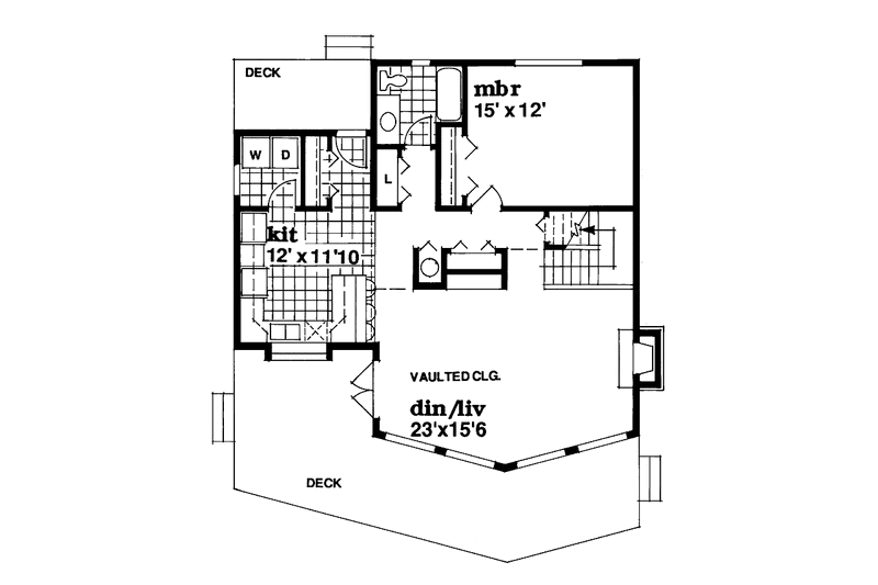 Dream House Plan - Floor Plan - Main Floor for Cabin House Plan #47-881 - 3 bed, 2 bath