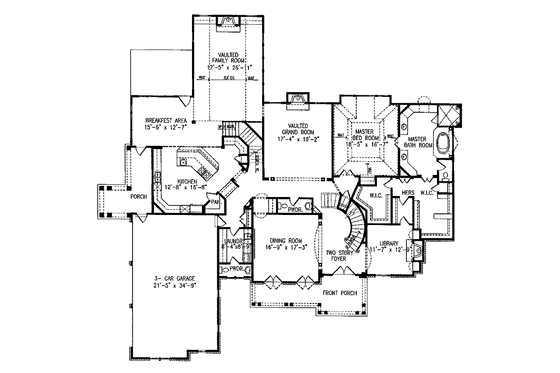 Floor Plan - Main Floor for Country House Plan #54-183 - 4 bed, 3.5 bath
