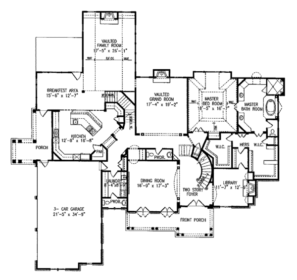 Dream House Plan - Country Floor Plan - Main Floor Plan #54-183