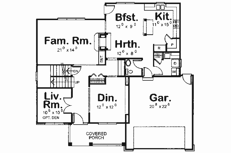 Home Plan - Floor Plan - Main Floor for Traditional House Plan #20-2232 - 4 bed, 2.5 bath