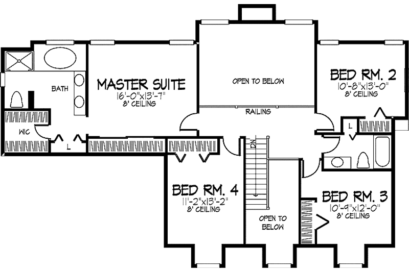 Home Plan - Floor Plan - Upper Floor for Country House Plan #320-894 - 4 bed, 2.5 bath
