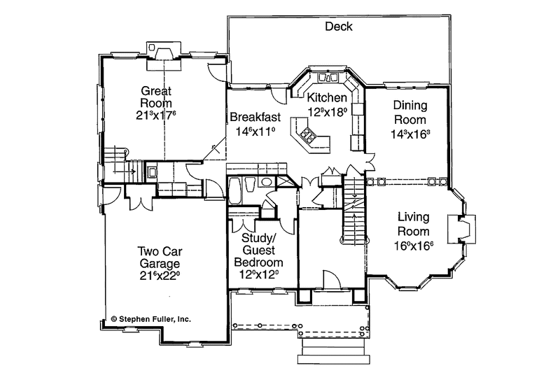 Architectural House Design - Floor Plan - Main Floor for Classical House Plan #429-206 - 3 bed, 3 bath