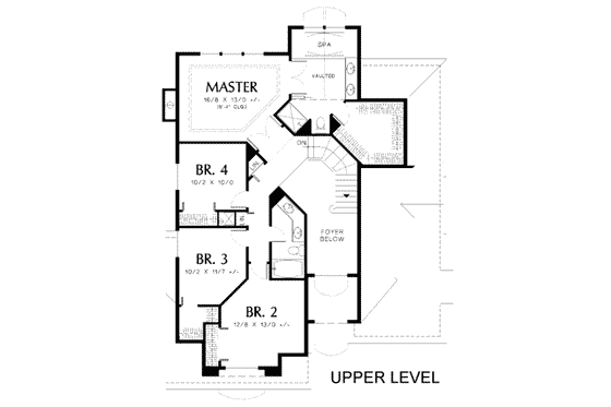 Floor Plan - Upper Floor for Mediterranean House Plan #48-177 - 4 bed, 2.5 bath