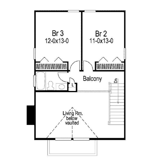 Traditional Floor Plan - Upper Floor Plan #57-300