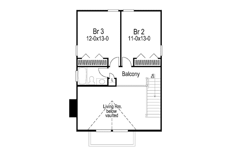 Architectural House Design - Floor Plan - Upper Floor for Traditional House Plan #57-300 - 3 bed, 2 bath