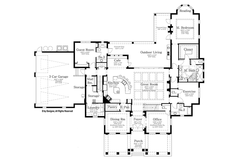 Architectural House Design - Floor Plan - Main Floor for Mediterranean House Plan #1058-86 - 4 bed, 5 bath