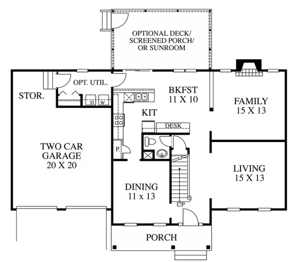 House Design - Colonial Floor Plan - Main Floor Plan #1053-65