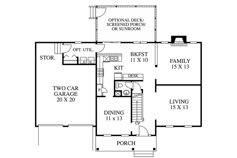 Architectural House Design - Floor Plan - Main Floor for Colonial House Plan #1053-65 - 3 bed, 2.5 bath