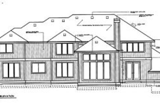 Exterior - Rear Elevation for European House Plan #97-210 - 4 bed, 3.5 bath