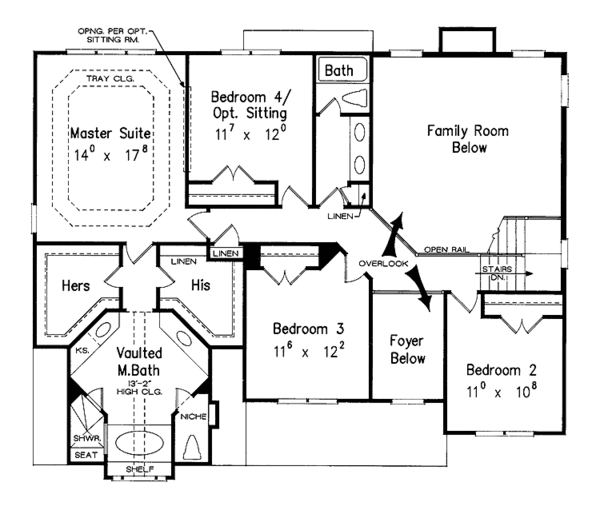 Architectural House Design - Colonial Floor Plan - Upper Floor Plan #927-677