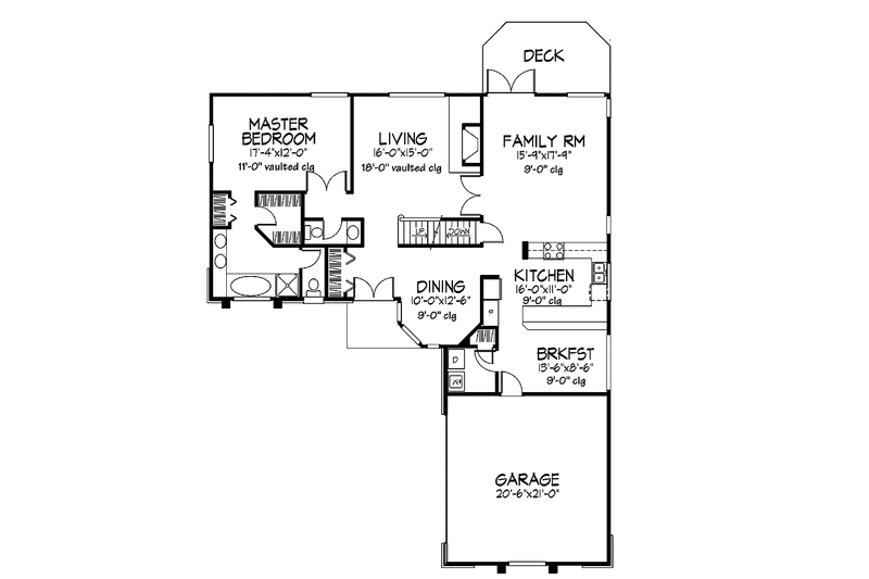 Home Plan - Floor Plan - Main Floor for Traditional House Plan #320-735 - 4 bed, 2.5 bath