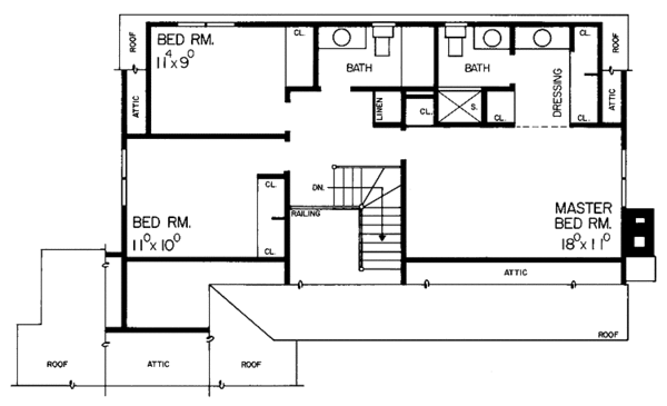 Home Plan - Colonial Floor Plan - Upper Floor Plan #72-654
