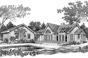 Exterior - Rear Elevation for Country House Plan #929-130 - 3 bed, 2 bath