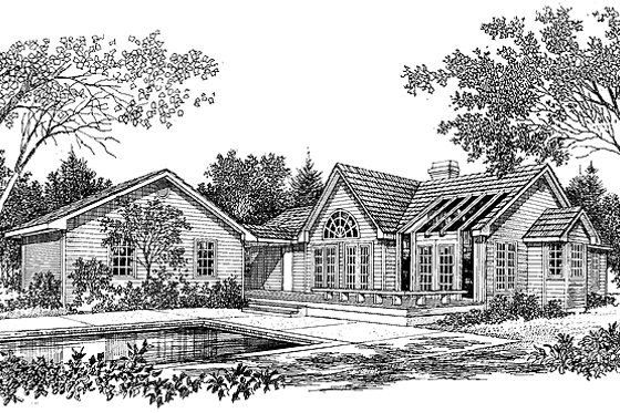 Exterior - Rear Elevation for Country House Plan #929-130 - 3 bed, 2 bath