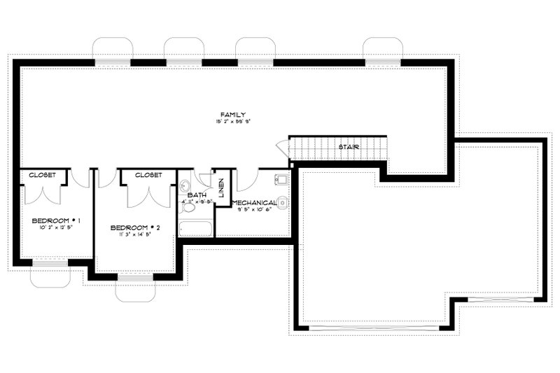 House Blueprint - Floor Plan - Lower Floor for Farmhouse House Plan #1060-104 - 3 bed, 2 bath