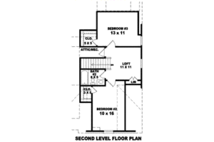 Floor Plan - Upper Floor for European House Plan #81-13643 - 3 bed, 2 bath