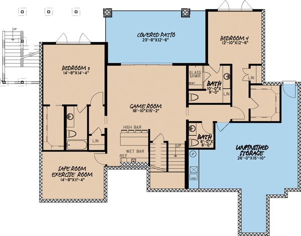 Architectural House Design - Traditional Floor Plan - Lower Floor Plan #923-11