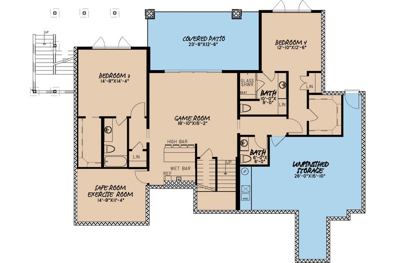 Home Plan - Floor Plan - Lower Floor for Traditional House Plan #923-11 - 4 bed, 4.5 bath