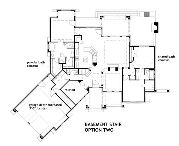 House Plan Design - Optional Lower Level Stair Placement 2