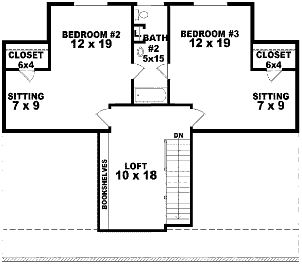 Southern Floor Plan - Upper Floor Plan #81-733