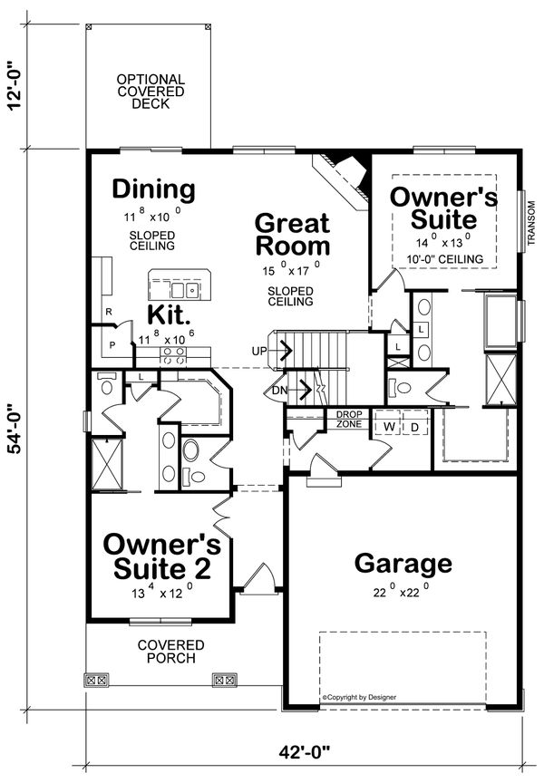 Dream House Plan - Craftsman Floor Plan - Main Floor Plan #20-2254