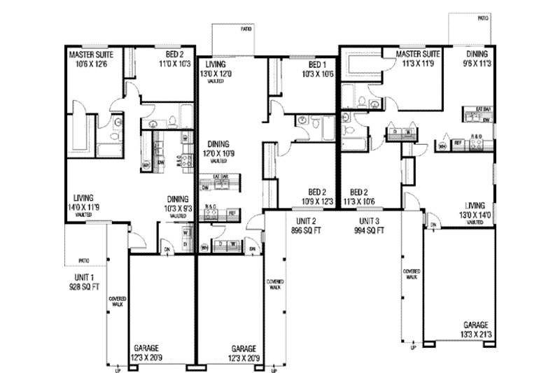 Ranch Style House Plan - 2 Beds 1.5 Baths 2818 Sq/Ft Plan #60-561 ...