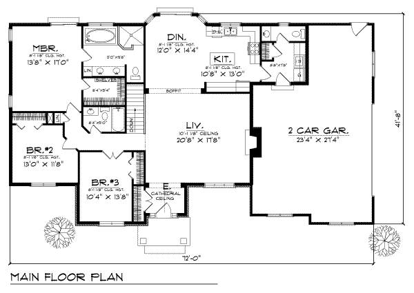 Home Plan - Traditional Floor Plan - Main Floor Plan #70-223