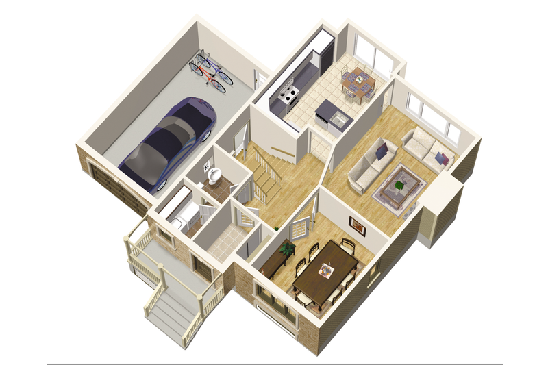 House Blueprint - Floor Plan - Main Floor 1 for European House Plan #25-4680 - 3 bed, 1 bath