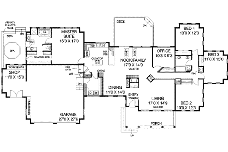 Home Plan - Floor Plan - Main Floor for Traditional House Plan #60-235 - 4 bed, 2 bath