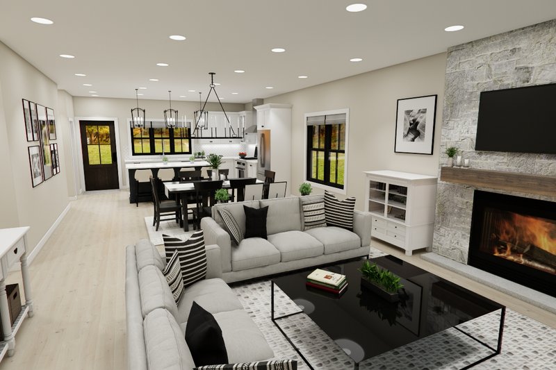 House Design - Interior - Family Room for Farmhouse House Plan #51-1398 - 3 bed, 2 bath