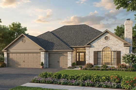 Exterior - Front Elevation for Country House Plan #17-2707 - 3 bed, 2 bath