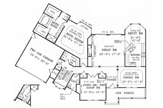 Floor Plan - Main Floor for Country House Plan #456-21 - 4 bed, 2.5 bath