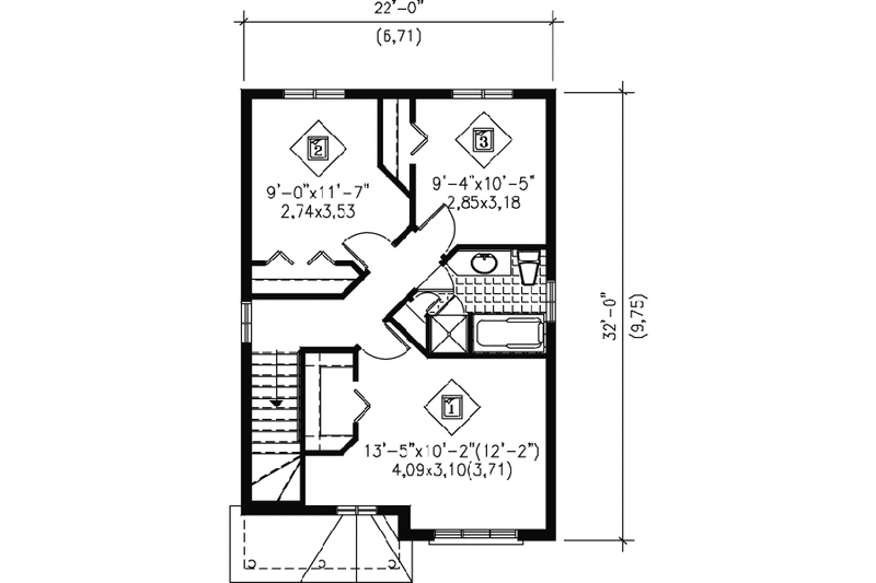 Dream House Plan - Floor Plan - Upper Floor for Traditional House Plan #25-4020 - 3 bed, 1.5 bath
